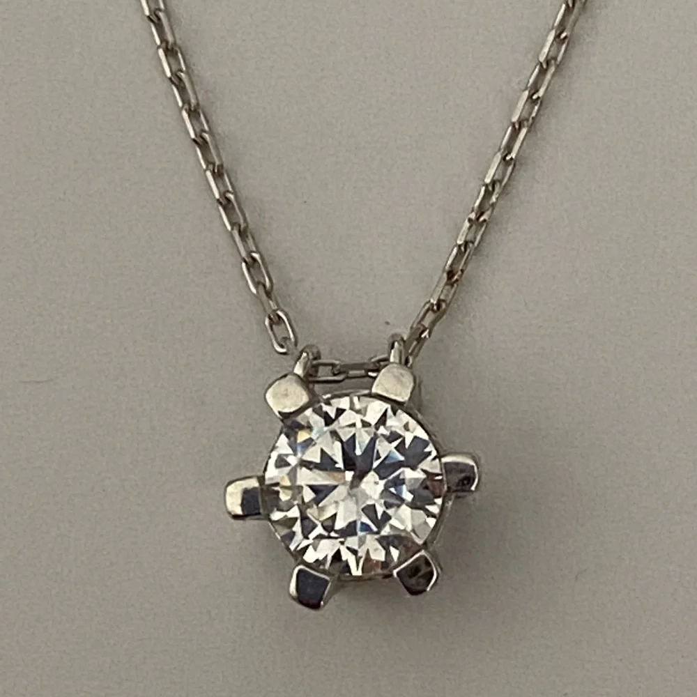 925 silver necklace cz cubic zirconia round stone